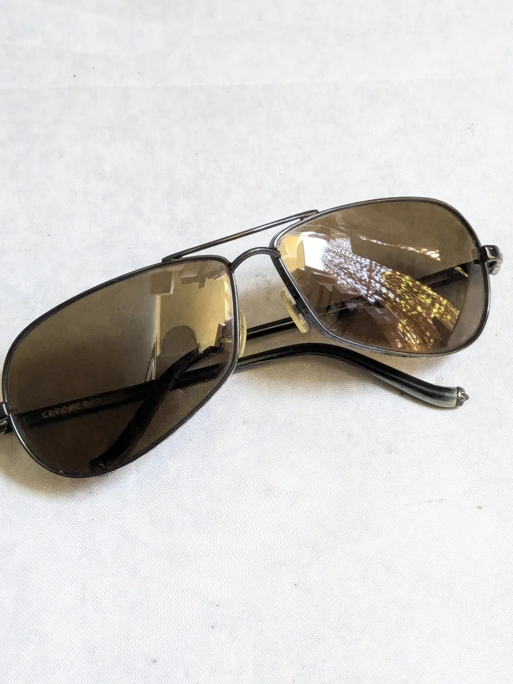 Chrome Hearts Aviator Sunglasses with Brown Lenses 'Red' Black Frames